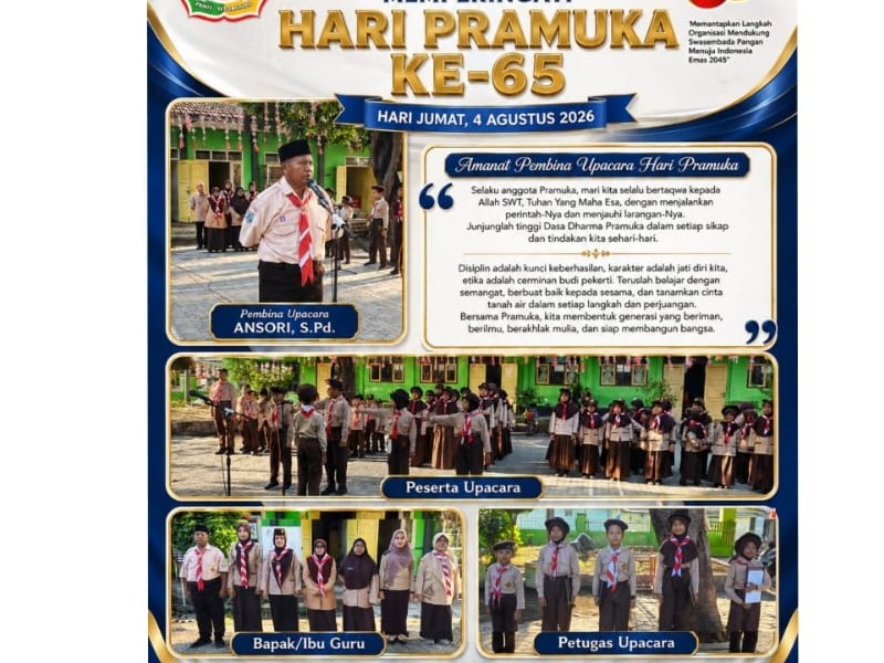 UPACARA HARI PRAMUKA KE 65  SD NEGERI 5 MIMBAAN
